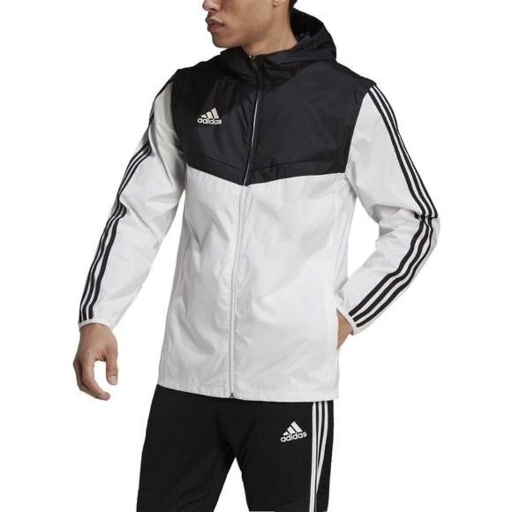 Adidas Vintage Rare Windbreaker Nylon Glanz Shiny Silky Jacket White Black S